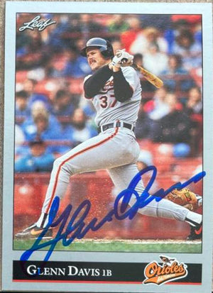 Glenn Davis Signed 1992 Leaf Baseball Card - Baltimore Orioles