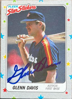 Glenn Davis Signed 1988 Fleer Star Stickers Baseball Card - Houston Astros