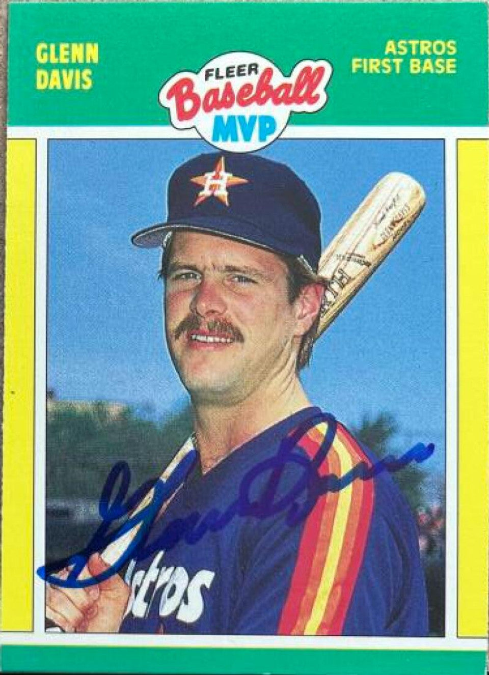 Glenn Davis Signed 1989 Fleer MVPs Baseball Card - Houston Astros