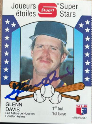 Glenn Davis Signed 1987 Stuart Bakery Superstars Baseball Card - Houston Astros