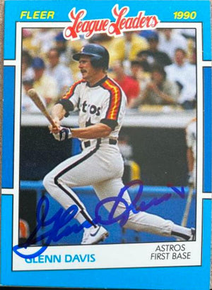 Glenn Davis Signed 1990 Fleer League Leaders Baseball Card - Houston Astros