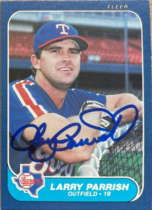 Larry Parrish Signed 1986 Fleer Baseball Card - Texas Rangers