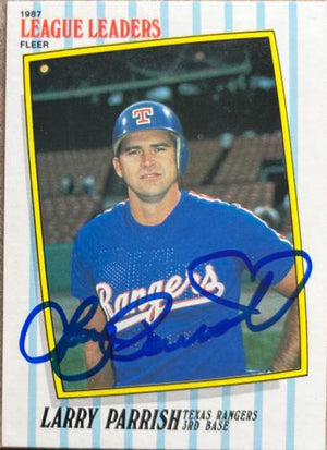 Larry Parrish Signed 1987 Fleer League Leaders Baseball Card - Texas Rangers