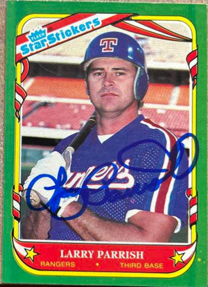 Larry Parrish Signed 1987 Fleer Star Stickers Baseball Card - Texas Rangers