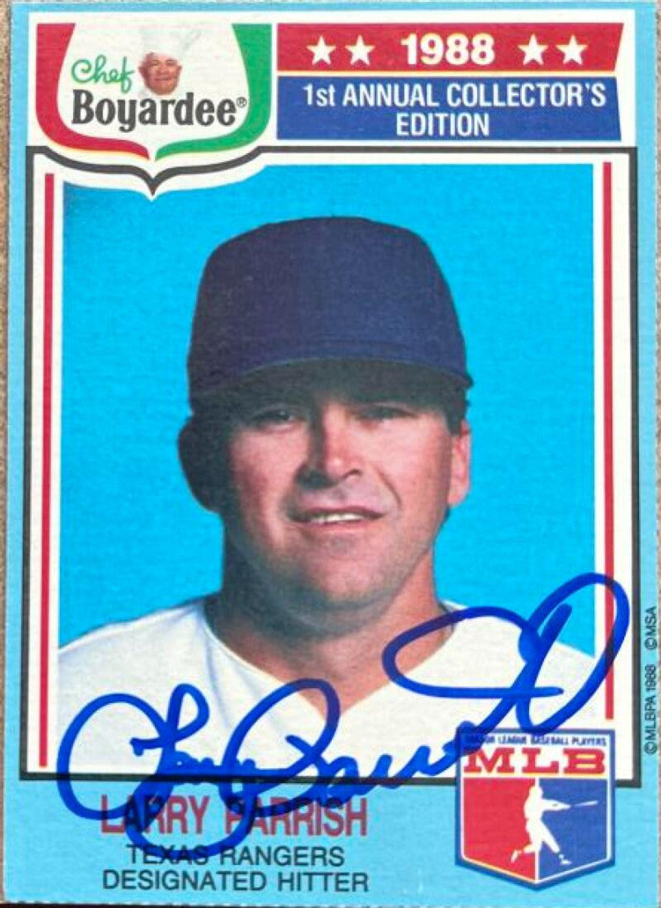 Larry Parrish Signed 1988 Chef Boyardee Baseball Card - Texas Rangers