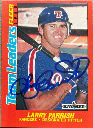 Larry Parrish Signed 1988 Fleer Kay Bee Team Leaders Baseball Card - Texas Rangers