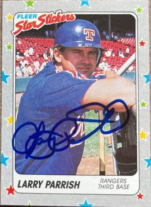 Larry Parrish Signed 1988 Fleer Star Stickers Baseball Card - Texas Rangers