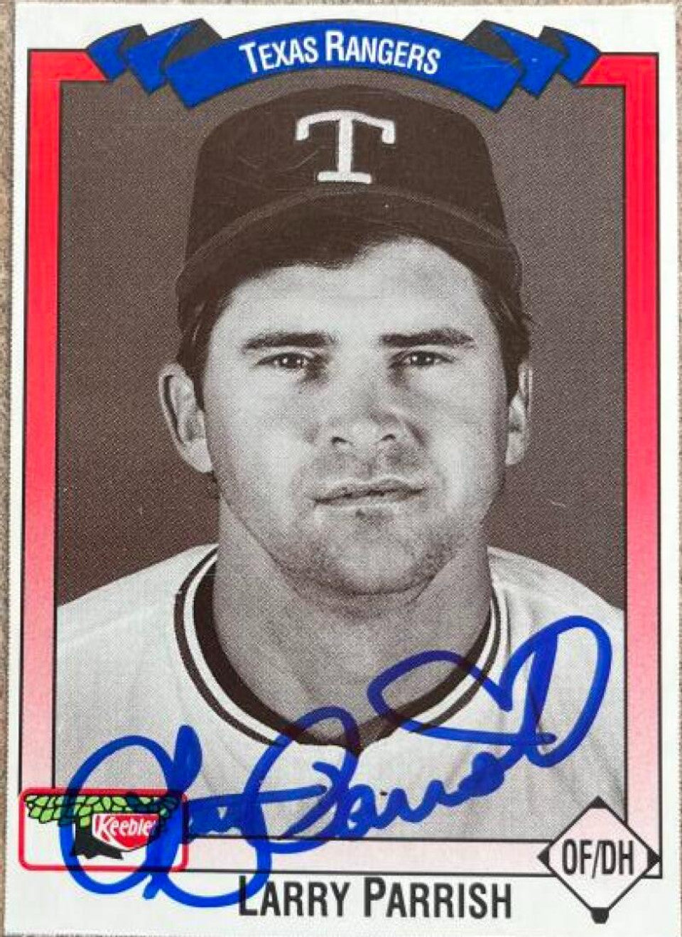 Larry Parrish Signed 1993 Keebler Baseball Card - Texas Rangers