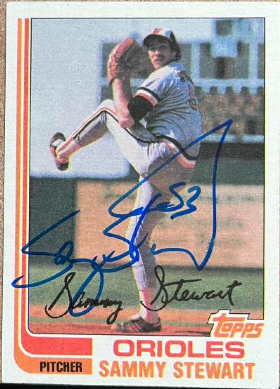 Sammy Stewart Signed 1982 Topps Baseball Card - Baltimore Orioles