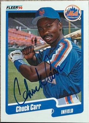 Chuck Carr Signed 1990 Fleer Baseball Card - New York Mets