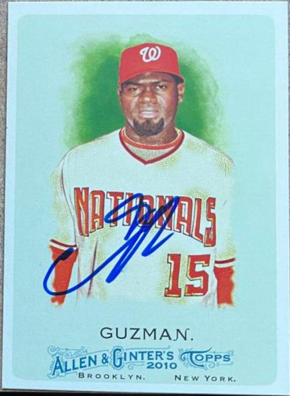 Christian Guzman Signed 2010 Allen & Ginter Baseball Card - Washington Nationals