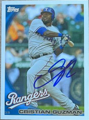 Christian Guzman Signed 2010 Topps Update Baseball Card - Texas Rangers