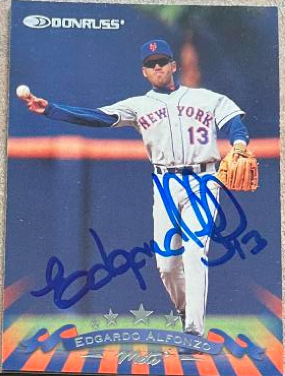 エドガルド アルフォンゾ サイン入り 1998 ドンラス ベースボール カード - ニューヨーク メッツ