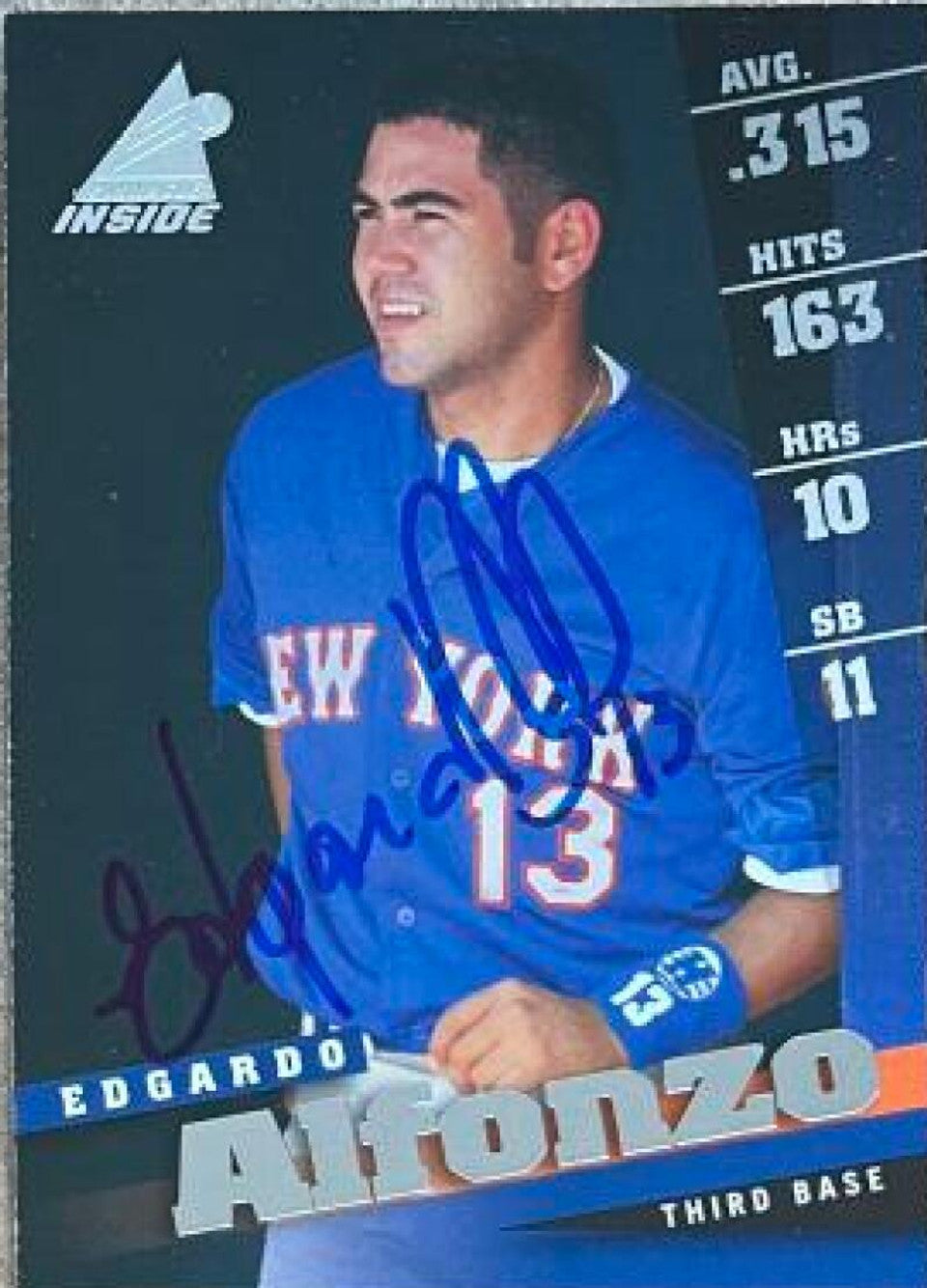 Edgardo Alfonzo Signed 1998 Pinnacle Inside Baseball Card - New York Mets