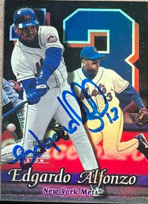 Edgardo Alfonzo Signed 1999 Flair Showcase Row 2 Baseball Card - New York Mets
