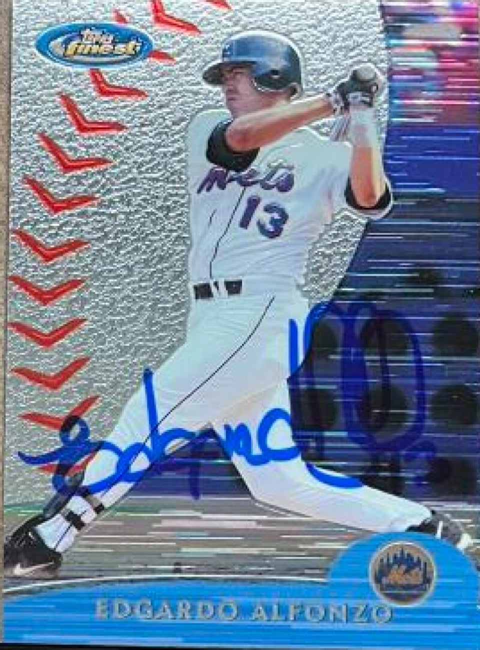 Edgardo Alfonzo Signed 2000 Topps Finest Baseball Card - New York Mets