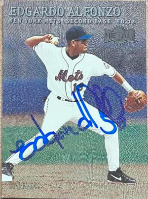 Edgardo Alfonzo Signed 2000 Metal Baseball Card - New York Mets