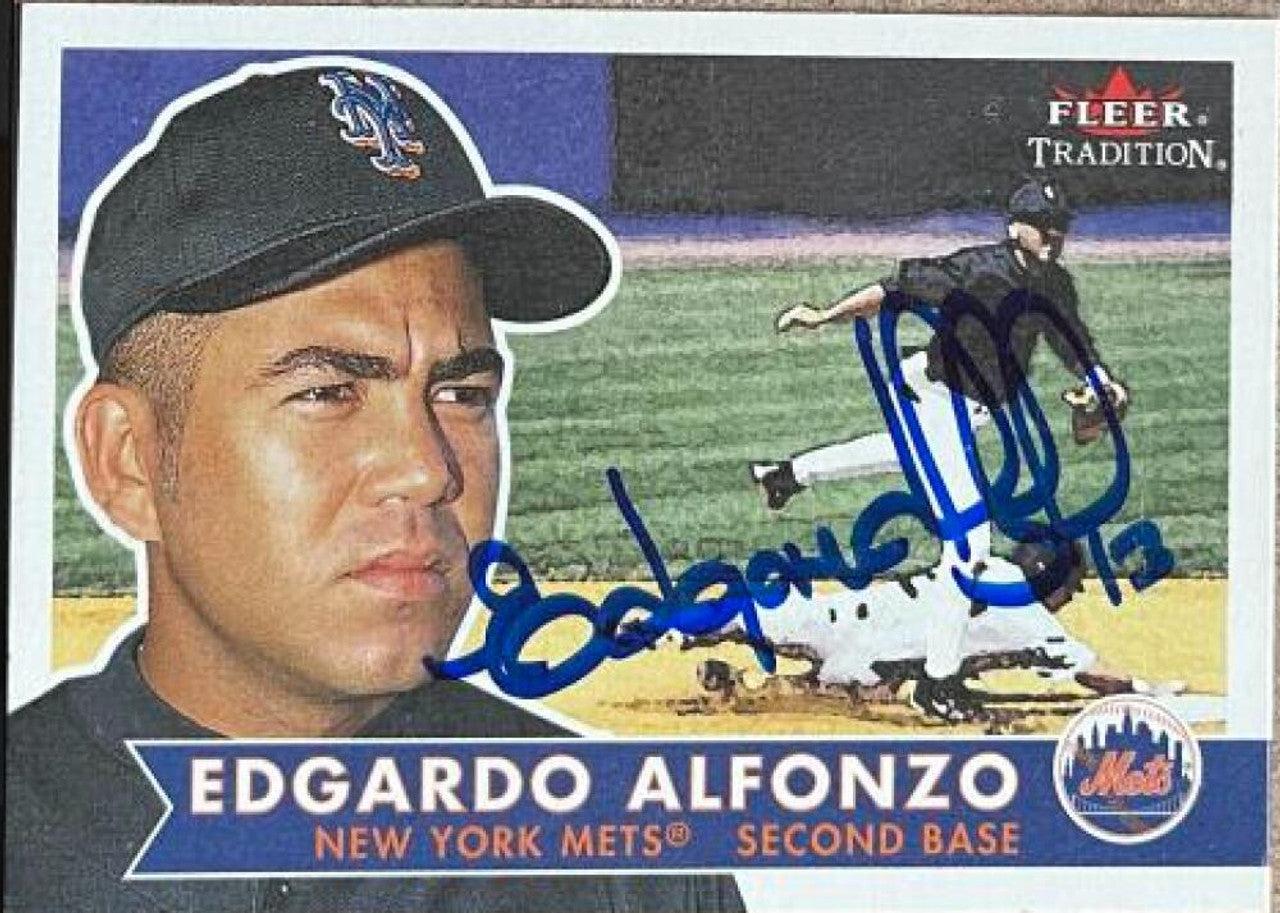 エドガルド・アルフォンゾ サイン入り 2001 フリーア トラディション ベースボールカード - ニューヨーク メッツ