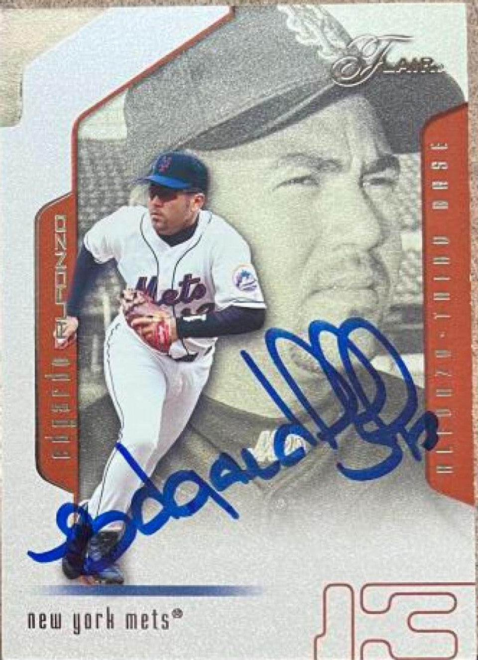 Edgardo Alfonzo Signed 2002 Flair Baseball Card - New York Mets