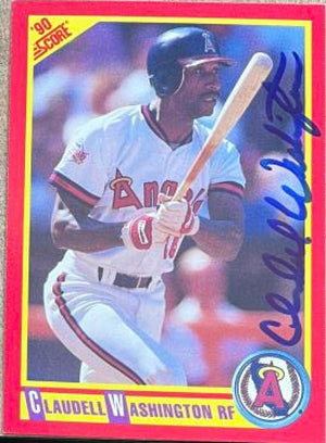 Claudell Washington Signed 1990 Score Baseball Card - California Angels