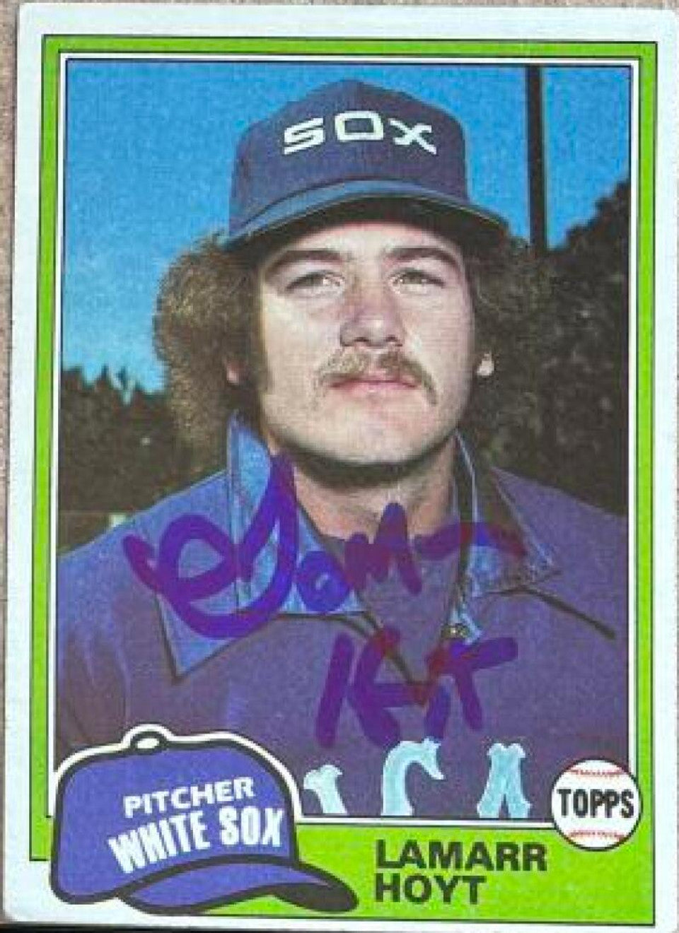ラマール・ホイト直筆サイン入り 1981 Topps ベースボールカード - シカゴ ホワイトソックス