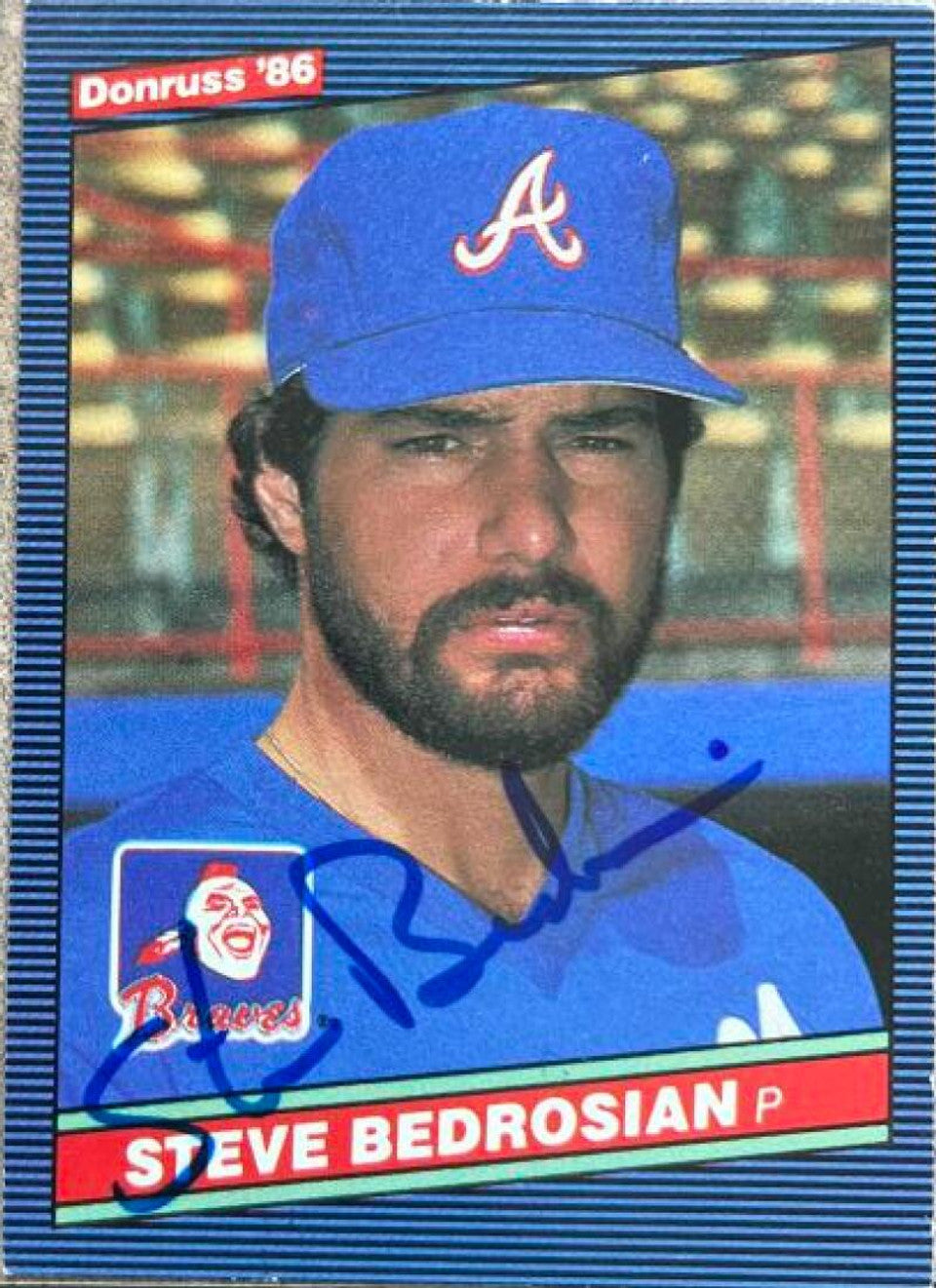 Steve Bedrosian Signed 1986 Donruss Baseball Card - Atlanta Braves