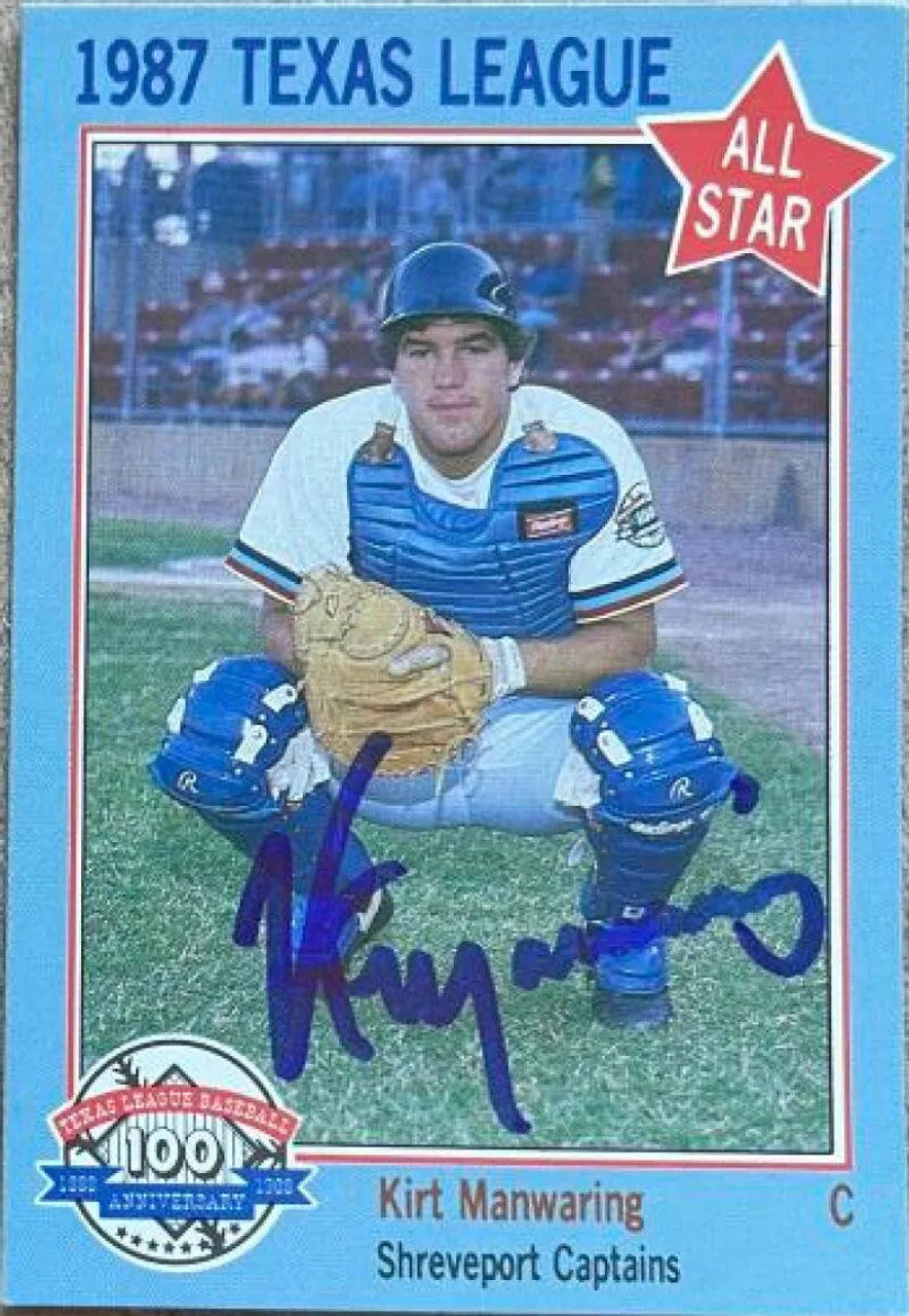 Kirt Manwaring Signed 1987 Feder Texas League All-Stars Baseball Card - Shreveport Captains