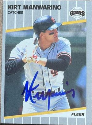 Kirt Manwaring Signed 1989 Fleer Baseball Card - San Francisco Giants