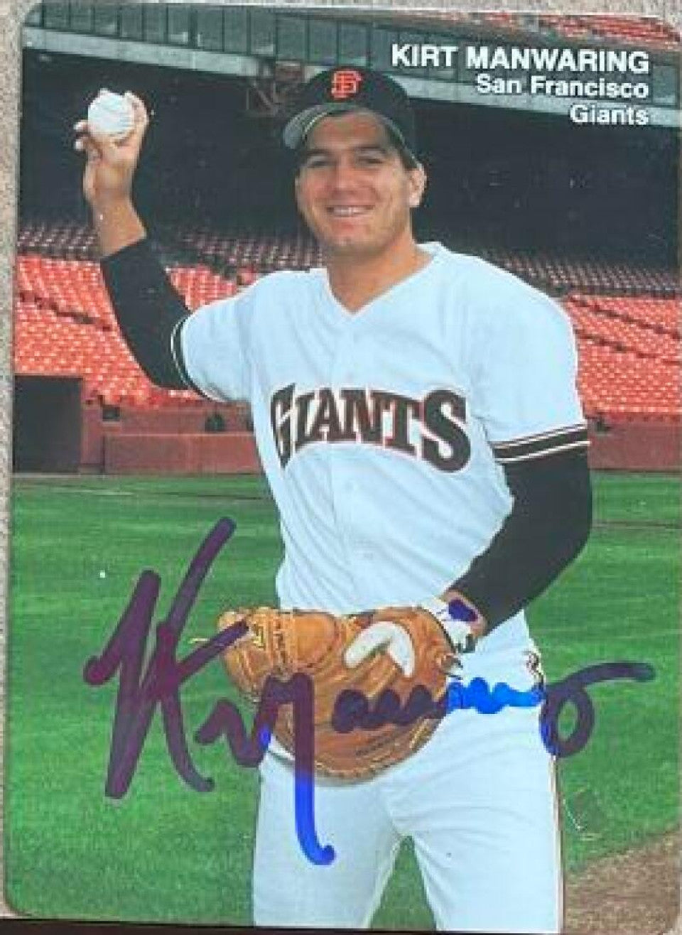 Kirt Manwaring Signed 1989 Mother's Cookies Baseball Card - San Francisco Giants