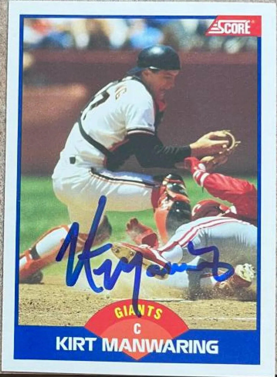 Kirt Manwaring Signed 1989 Score Baseball Card - San Francisco Giants