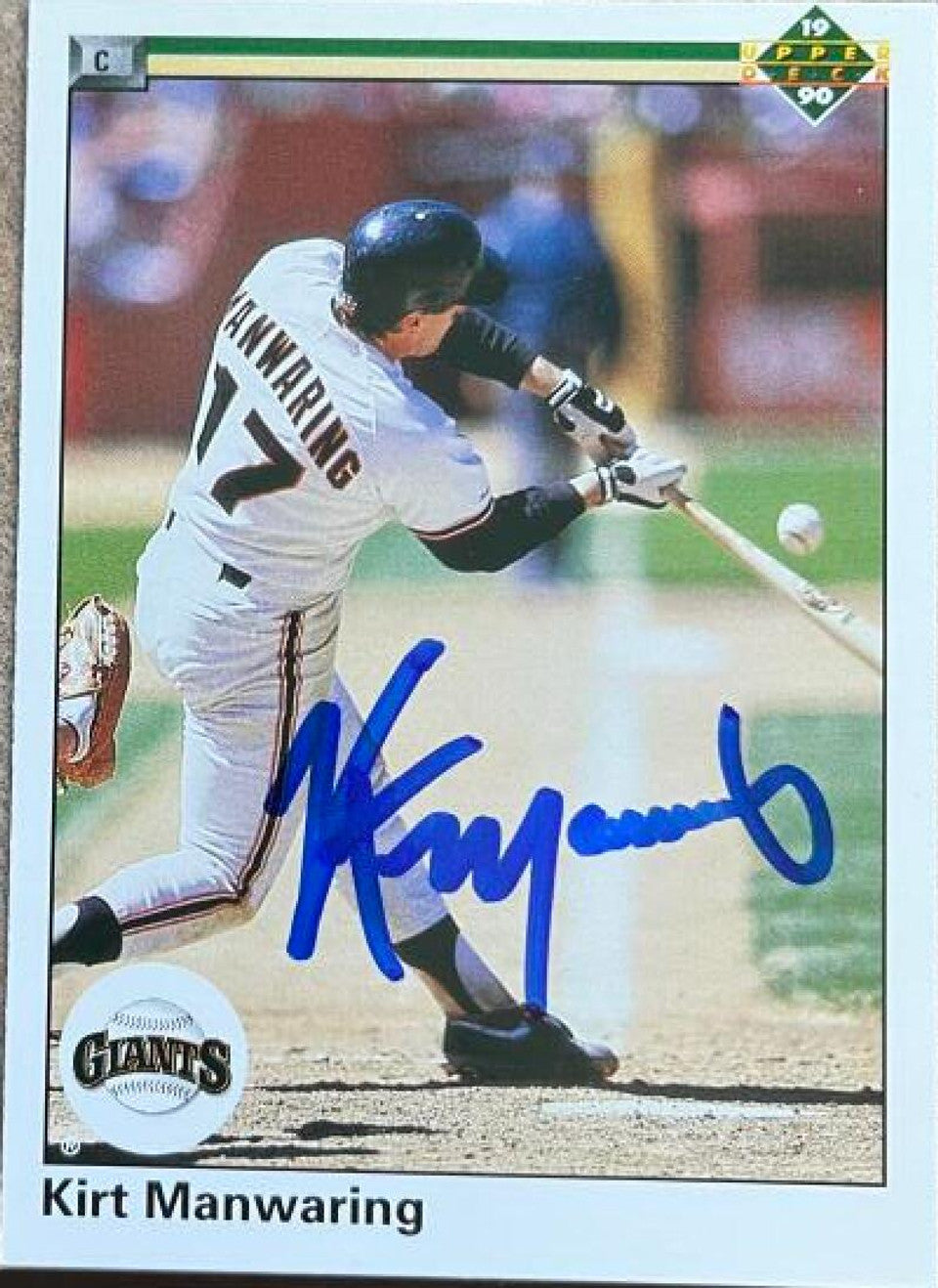 カート・マンワーリング直筆サイン入り 1990 アッパーデッキ ベースボールカード - サンフランシスコ ジャイアンツ