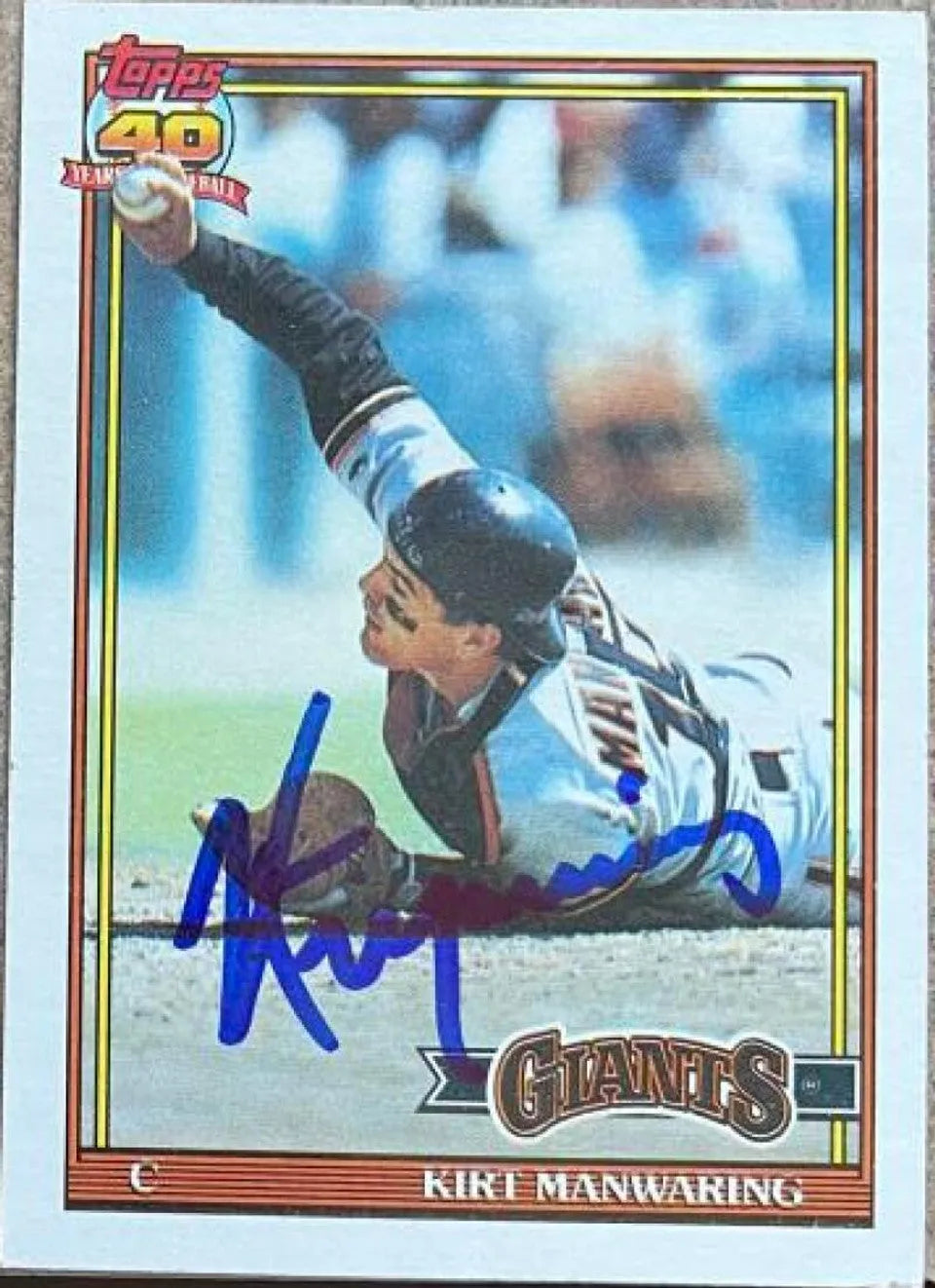 カート・マンワーリング サイン入り 1991 Topps ベースボールカード - サンフランシスコ ジャイアンツ