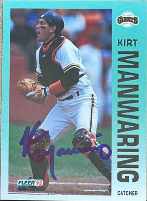 Kirt Manwaring Signed 1992 Fleer Baseball Card - San Francisco Giants