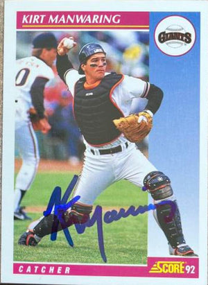 Kirt Manwaring Signed 1992 Score Baseball Card - San Francisco Giants