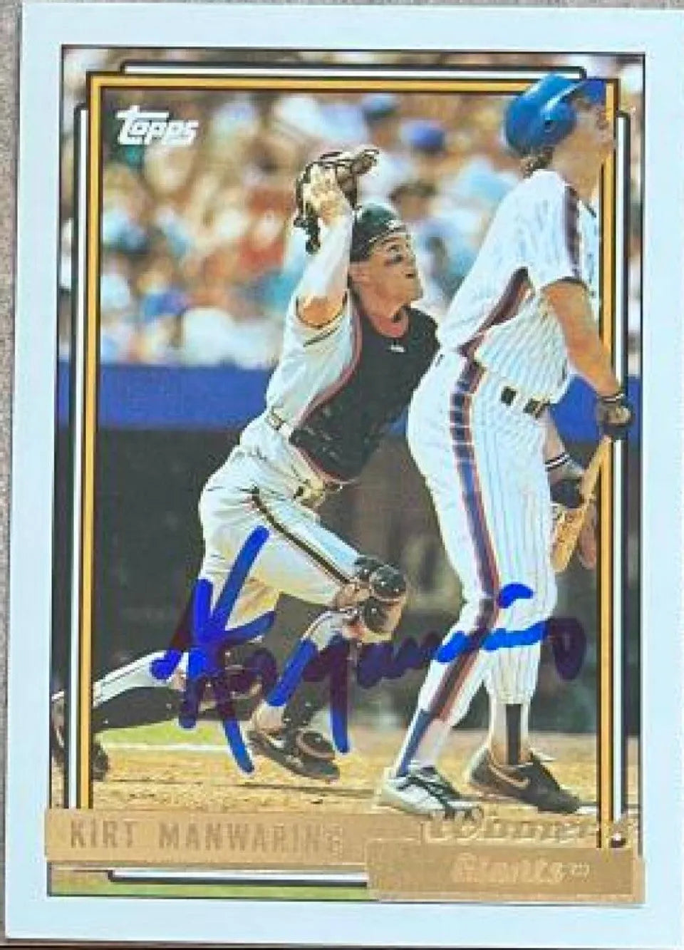 Kirt Manwaring Signed 1992 Topps Gold Winner Baseball Card - San Francisco Giants