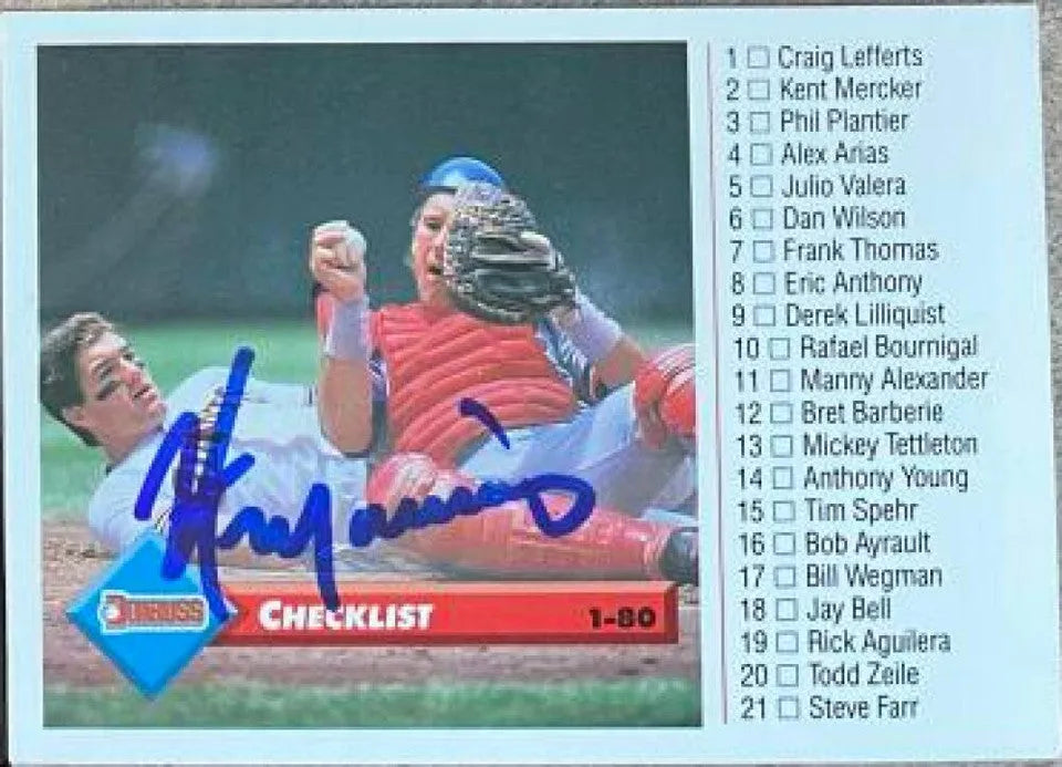 Kirt Manwaring Signed 1993 Donruss Checklist Baseball Card - San Francisco Giants