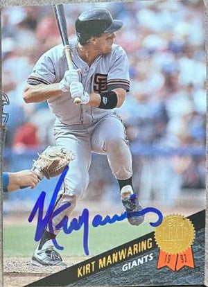 Kirt Manwaring Signed 1993 Leaf Baseball Card - San Francisco Giants