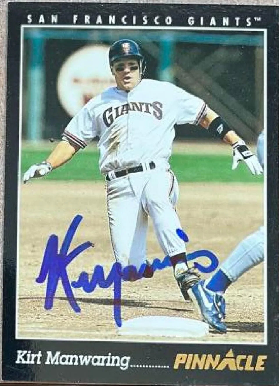 Kirt Manwaring Signed 1993 Pinnacle Baseball Card - San Francisco Giants