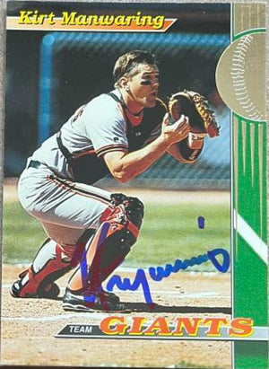 Kirt Manwaring Signed 1993 Stadium Club Team Baseball Card - San Francisco Giants