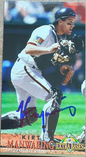 Kirt Manwaring Signed 1994 Fleer Extra Bases Baseball Card - San Francisco Giants