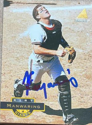 Kirt Manwaring Signed 1994 Pinnacle Baseball Card - San Francisco Giants