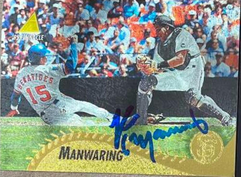 Kirt Manwaring Signed 1995 Pinnacle Museum Collection Baseball Card - San Francisco Giants