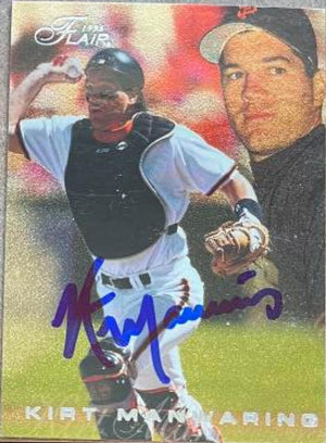 Kirt Manwaring Signed 1996 Flair Silver Lettering Baseball Card - San Francisco Giants