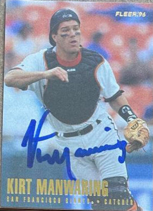 Kirt Manwaring Signed 1996 Fleer Baseball Card - San Francisco Giants