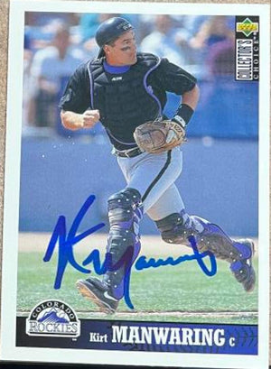 Kirt Manwaring Signed 1997 Collector's Choice Baseball Card - Colorado Rockies