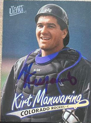 Kirt Manwaring Signed 1997 Fleer Ultra Baseball Card - Colorado Rockies