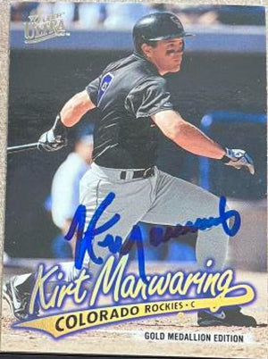 Kirt Manwaring Signed 1997 Fleer Ultra Gold Medallion Baseball Card - Colorado Rockies