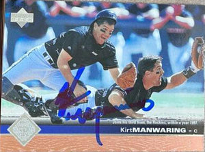 Kirt Manwaring Signed 1997 Upper Deck Baseball Card - Colorado Rockies