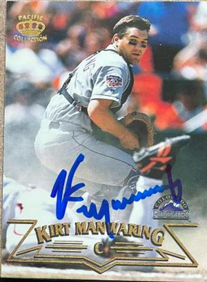 Kirt Manwaring Signed 1997 Pacific Baseball Card - Colorado Rockies
