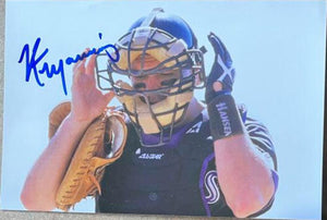 Kirt Manwaring Signed 1997 Pinnacle Snapshots Baseball Card - Colorado Rockies